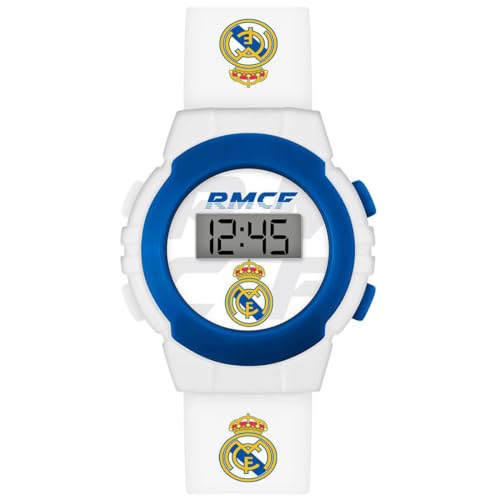 Real Madrid Boy's Digital Quartz Watch with Silicone Strap RM00014, White, strap