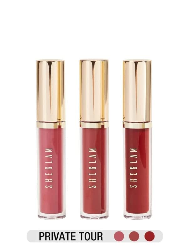 SHEGLAM Matte Allure Private Tourl Liquid Lipstick Set, 3 Pieces