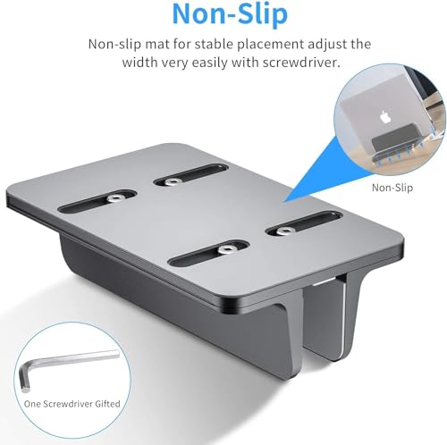 ChicAbode Vertical Laptop Stand, Desktop Aluminum Stand, with Adjustable Base Size, Laptop Computer Accessories Holder, Compatible with All Gaming Laptops, for Home and Office, Grey