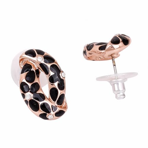 Estele 24 Kt Gold Plated Earrings With Green Coloured Flower Print For Women