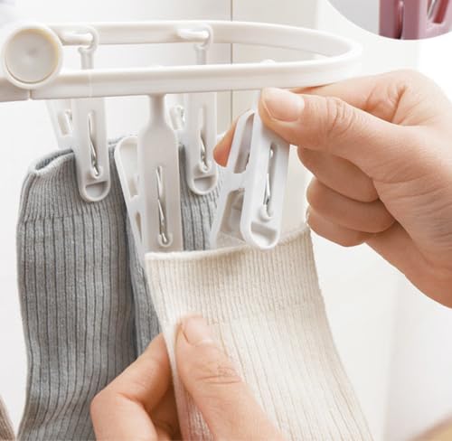 CooToly Foldable Clothes Drying Rack with 24Pcs Clips, [2Pack 12 Clips] Laundry Clips Hanger for Socks Underwear, Drying Towels and Baby Clothes