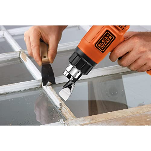 BLACK+DECKER 1750W Corded 2 Mode Heat Gun for Stripping Paint, Varnishes & Adhesives, Orange/Black - KX1650-B5,