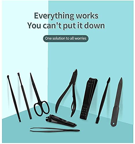Professional Nail Clippers Set 18 pcs, KASTWAVE Black Stainless Steel Sharp Nail Trimmer Pedicure and Manicure Set with Cortex Metal Case for Men and Women