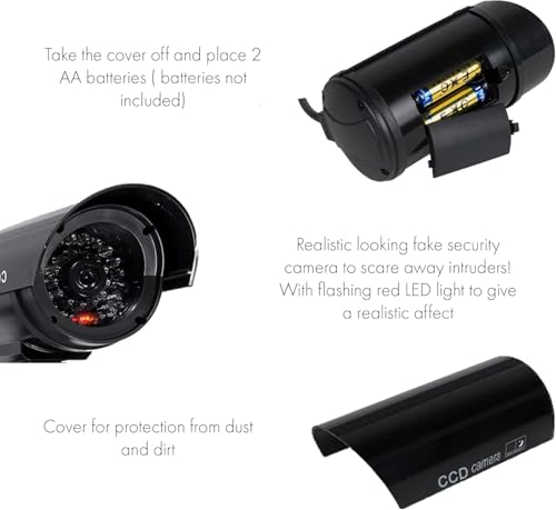 PRADAA Dummy IR CCTV Camera - Waterproof Fake Security Camera with Flashing Red Light for Indoor & Outdoor Surveillance