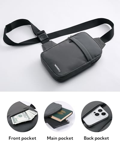 WATERFLY Umhängetasche Crossbody Brusttasche Schultertasche: Sling Bag Tasche Herren Klein Handtasche Crossover Crossbag Schulter Männer Handy Bauch Sportarten Wandern