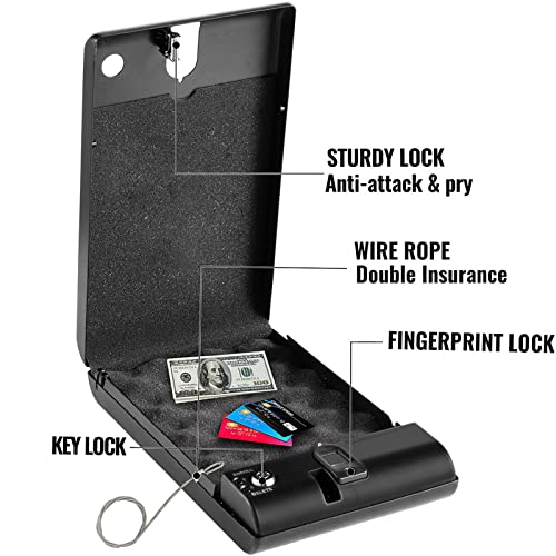 AXNI Gun Safe, Biometric Pistol Safe, Automatic Opening/Fingerprint Recognition (120 Groups), Car Travel Key, Can Store Money/Guns, Low Battery Reminder,OS120