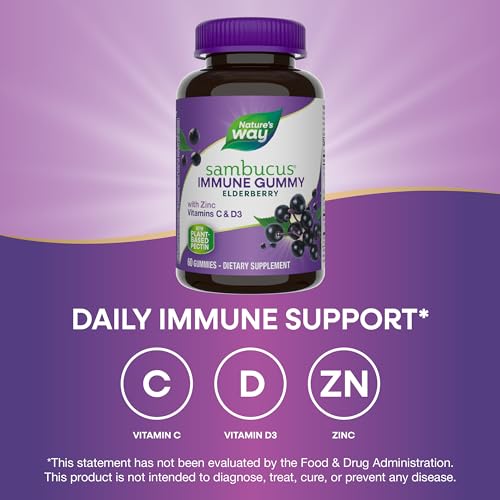 Nature'S Way SambucUS Elderberry Adult'S Immune Boost Gummies, 60 Gummies