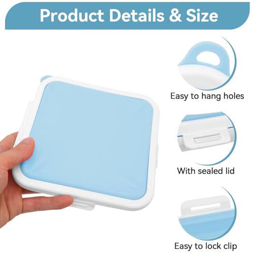 NALACAL Toast Case Leakproof Soft Sealed Bread Lunch Box, Sandwich Case Easy Carry Bento Box Food Grade Silicone Bread Storage Box, Plastic Food Storage Containers, Blue
