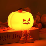 Pumpkin Night Light, Cute LED Pumpkin Lamp with 3 Level Dimmable, Nursery Nightlight for Kids, Silicone Rechargeable Bedside Touch Lamp, Funny Office Desk and Halloween Decor Toy for Woman Kids - Halloween
