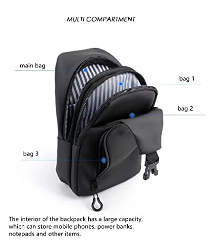Skycare Sling Crossbody Bag Small Shoulder Backpack for Men Waterproof Slim Chest Bags Casual Daypack for Travel Cycling