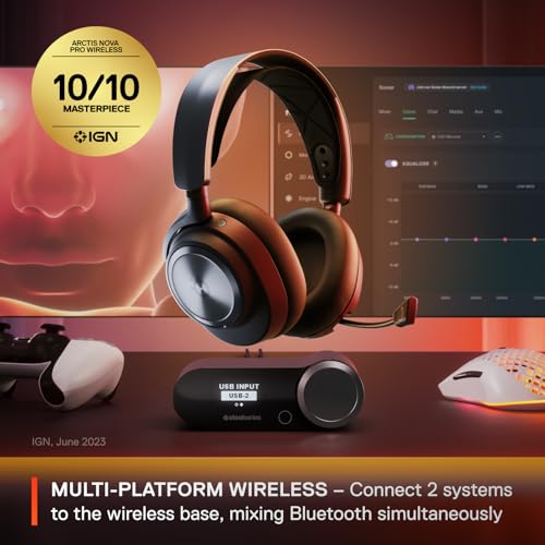 SteelSeries Arctis Nova Pro Wireless - Multi-System Gaming Headset - Neodymium Magnetic Drivers - Active Noise Cancellation - Infinity Power System - ClearCast Gen 2 Mic - PC, PS5, PS4, Switch, Mobile
