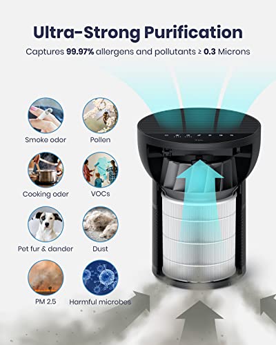 TCL Breeva A2 Smart Air Purifier with 4-Stage Clean, True HEPA (H13), Removes 99.97% of Dust/Bacteria/Odors & More, Quiet, Black, Breeva A2BK
