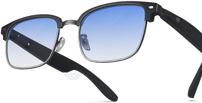 Smart Audio Glasses MG02 – Bluetooth 5.3 Touch Control Super Bass Hands-Free Calls | Open-Ear Wireless Sunglasses Lightweight Stylish Black | for iPhone Samsung Huawei, One Size