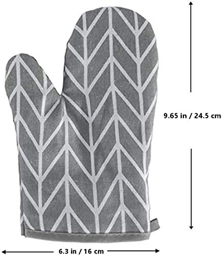 YOUBAMI Cotton Kitchen Oven Mitt Glove, Grey