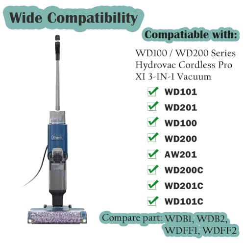 Ytaland Replacement Parts Accessories for Shark WDB1F2 for HydroVac XL 3-in-1 Vacuum Cleaner Replacement Parts, 1 Roller Brush, 2 Filters, 4 Filter Cotton
