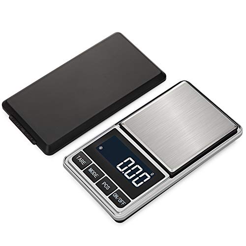 Disenkelubo Digital Precision Gram Scale, 0.001oz/0.01g 500g Mini Pocket Scale, Portable Electronic Weight Jewelry Scales, Tare, Auto Off, Stainless Steel, White Backlit Display