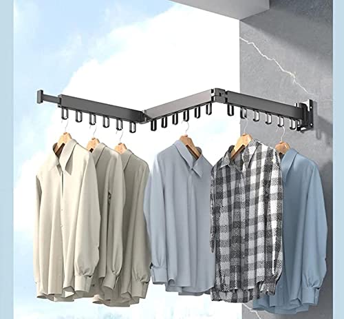 SKYISOK Foldable Clothes Hanger Wall Mount Retractable Cloth Drying Rack Indoor Outdoor Aluminum Home Laundry Clothesline Space Saving