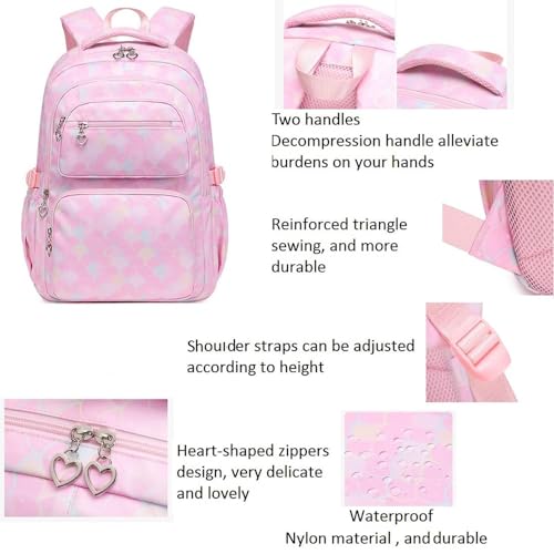 School Bags For Girls, Pencil Case For Girls With Lunch Bag Set Of 3 Girls' Fashion Gift (Purple)