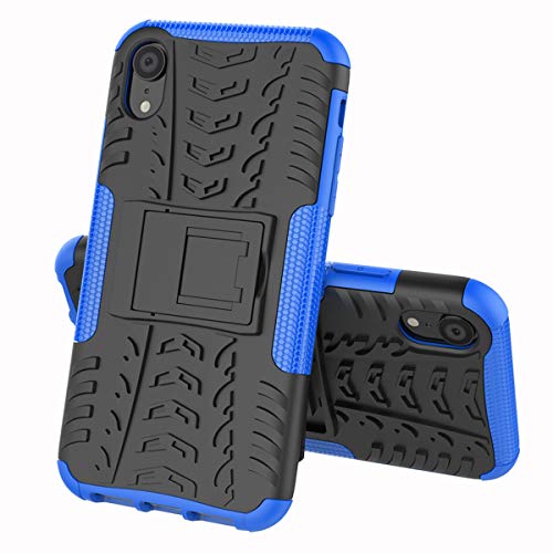 ALDHOFA iPhone XR Case,Heavy Duty Shock Proof Protective Phone Case,Dual Layer Hybrid Cover with Kickstand for iPhone XR 6.1" (2018)-Blue