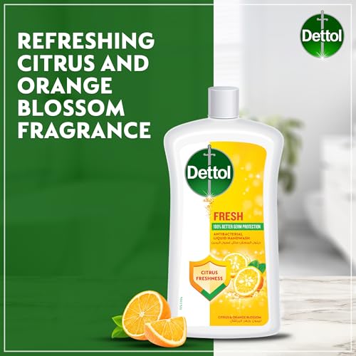 Dettol Fresh Liquid Handwash Refill, Citrus & Orange Blossom Scent, 1L x 3
