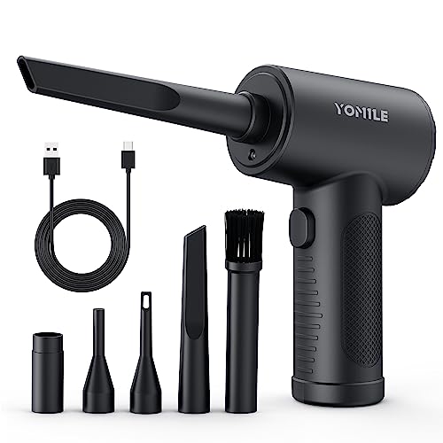 Yomile Compressed air Duster - 120000RPM 3 Speeds Electric Air Duster, 7600mAh Battery Cordless Dust Blower for Keyboard Cleaner,Rechargeable Air Blower AIC Can for Office Computers