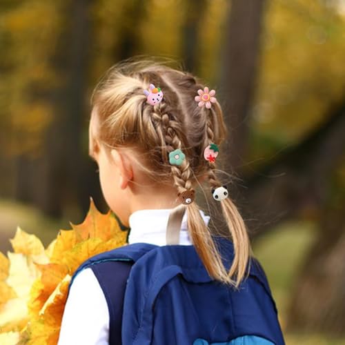Baby Girls Hair Ties, 60 Pcs Cute Cartoon Elastic Hair Bands Ponytail Holders Animals Flower Multi-color Hair Bobbles Hair Accessories for Girls Infants Toddlers Kids Children (Multi-colored)