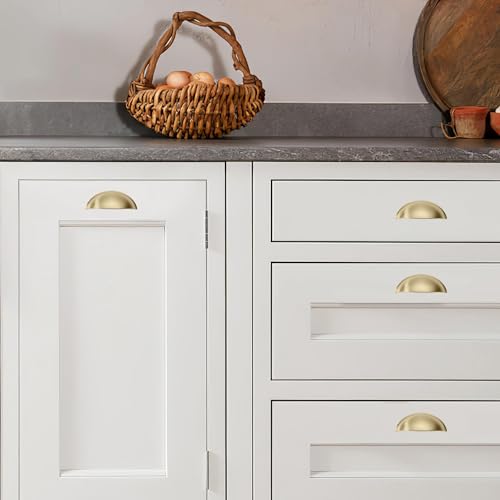 khtumeware 10 Pack 3" Drawer Pulls Champagne Bronze Cabinet Cup Pulls Kitchen Hardware Cabinet Handles Drawer Handles Knobs 3 inch Hole Center