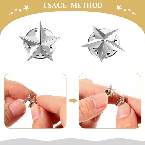 Excefore Silver Star Lapel Pin, Metal Enamel Pin for Backpack/Bag/Jeans Clothes Badge, Brooch Jewelry, Hat Clothing Accessories Five-Pointed Star 25PCS