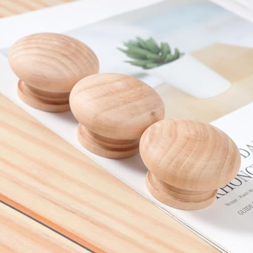 Joyzzz Wooden Drawer Knobs, 15pcs 35x30mm Drawer Knobs and Pulls Wooden Cabinet Pulls and Knobs, Round Shaped Drawer Handles for Furniture Knobs Cabinets Dresser Handles Hardware