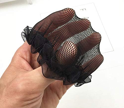 Black Bun Hair Nets Elastic Flower Edge Hairnet for Ballet Bun Cover Dance Skating Gymnastics Performance Dancers Hair Accessories, Black