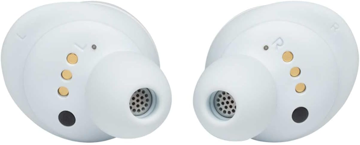 JBL Live Free NC+ - True in-Ear Noise Cancelling Bluetooth Headphones with Active Noise Cancelling, Microphone, Up to 21H Battery, Wireless Charging (White), Small
