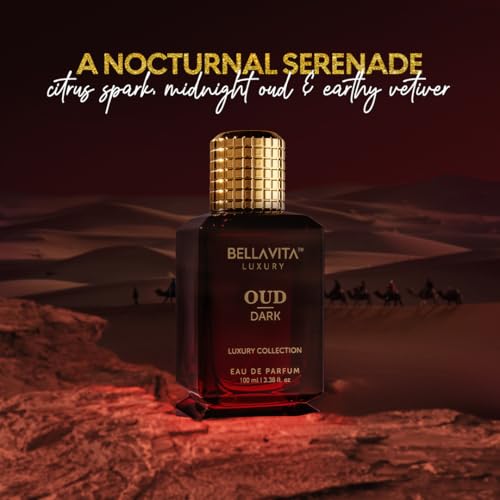 BellaVita Luxury OUD DARK Perfume for Men | Woody & Musky Fragrance with Exotic Grapefruit, Orris & Vetiver | Long-Lasting Mens Perfume | Luxury Gift for Men, Oud Perfume for Man, Vanilla Notes,100ml