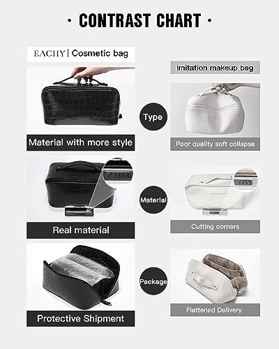 EACHY Travel Makeup Bag,Large Capacity Cosmetic Bags for Women,Waterproof Portable Pouch Open Flat Toiletry Bag Make up Organizer with Divider and Handle