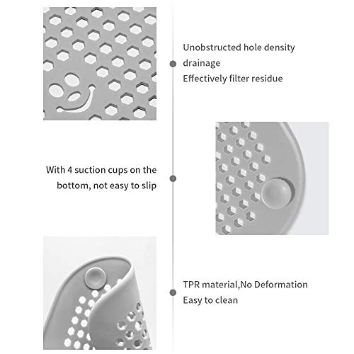 VIKKA 5 PCS Silicone Sink Strainer, Anti-Clogging Shower Drain Hair Trap Catcher, Kitchen Sink Stopper - Bathroom Sink Set, Filter for Bathroom Tub (Gray)