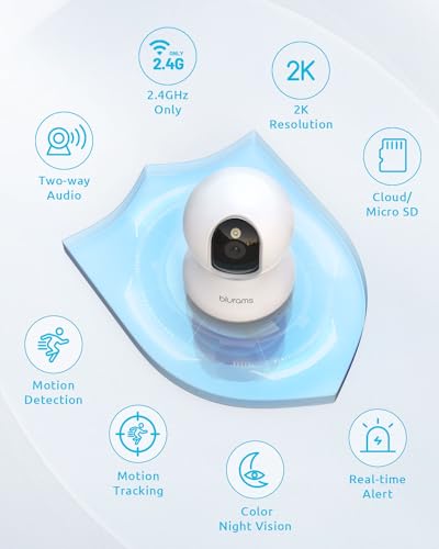 blurams Pet Camera 2K, 360° Indoor Security Camera, Dog Camera with Phone App, PTZ Cameras for Home Security Indoor, 2-Way Audio, Motion Tracking, Color/IR Night Vision, Siren, Cloud&SD(2.4GHz Only)