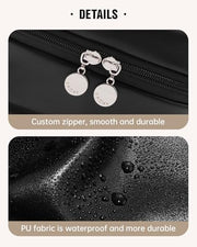EACHY Travel Makeup Bag,Large Capacity Cosmetic Bags for Women,Waterproof Portable Pouch Open Flat Toiletry Bag Make up Organizer with Divider and Handle