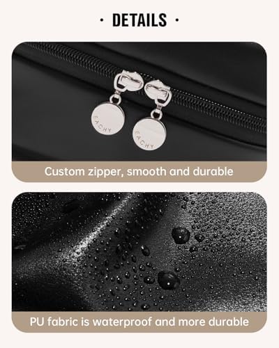 EACHY Travel Makeup Bag,Large Capacity Cosmetic Bags for Women,Waterproof Portable Pouch Open Flat Toiletry Bag Make up Organizer with Divider and Handle