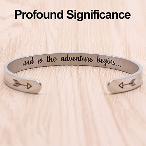 KASTWAVE Bracelets for Women, C-Shape Cuff Bracelets Adjustable Minimalist Bangles for Women Girls Motivational Birthday Cuff Friendship Bangle