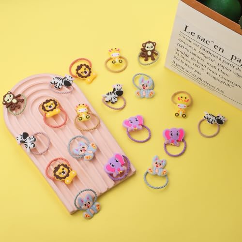 REMEL 60PCS Jungle Safari Animal Hair Ties for Women Girls, Elastic Ponytail Holder Hair Accessories (60pcs)