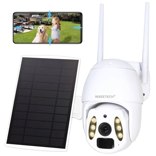 INSEETECH Solar Tuya Smart Camera, 4MP Solar Security Camera Wireless Outdoor with Floodlight, PTZ WiFi Camera for Home Surveillance, 98FT Night Vision, Motion Detection, Waterproof IP66, 2 Way Audio