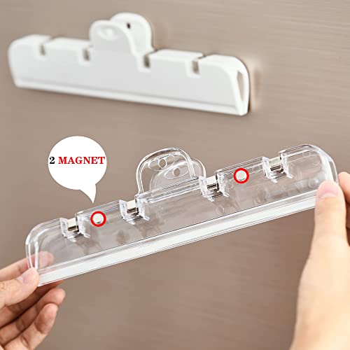 KASTWAVE 4 Pack Magnetic Food Storage Bag Clips - Airtight Seal for Bread, Snacks & More (White & Clear)