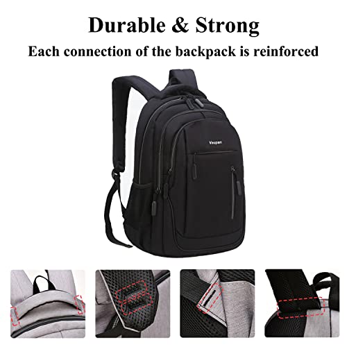 Vaupan Business Travel Laptop Backpack, Water Resistant College School Computer Bag Gifts with USB Charging Port for Men & Women Fits 15.6 Inch Notebook