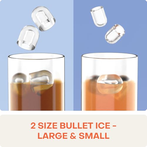 NutriCook Ice Maker,Rapid 7-Minute Ice Production, Bullet-Shaped Ice, Self-Cleaning Function, Compact & Portable,NC-ICY510K, White 2-Year Limited Warranty