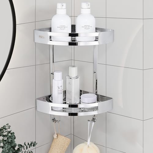 BRIMIX Bathroom Shelves SUS 304 Stainless Steel Shower Caddy Shelf Wall Mounted Shower Rack Corner Shower Organizer