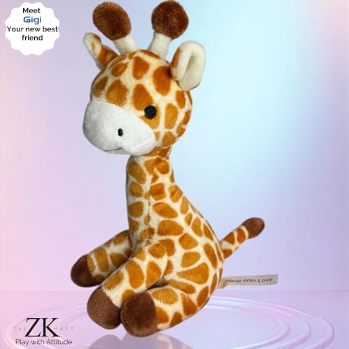 The ZK Mart, Plush Giraffe, Beige Brown Cute Giraffe, Soft Toy Giraffe, Plush Toy, Toy Pet Toy, Washable with Gift Box