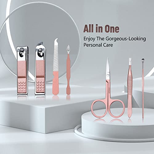 ORiTi Travel Manicure Set, 7 in 1 Manicure Kit Pedicure Kit Nail Clippers Set Stainless Steel Nail Kit