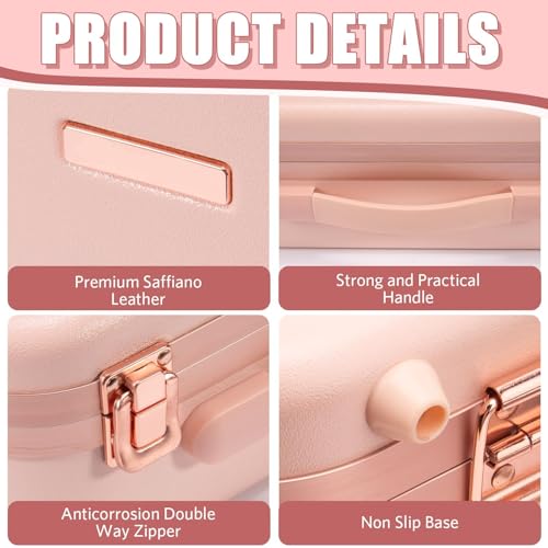 NALACAL Makeup Travel Lighted Case with Large LED Light Mirror Bag Organizer Professional Adjustable Divider Storage Waterproof Portable Makeup Train Box Accessories and Tools Case