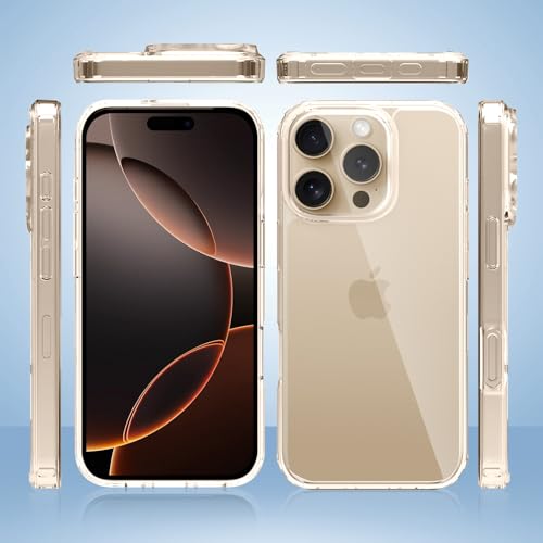 T Tersely Crystal Clear Case for iPhone 16 Pro Max(6.9-Inch), [Anti-Yellowing] Hard Back Slim Shockproof Bumper Anti-Scratch, Suitable for Wireless Charging