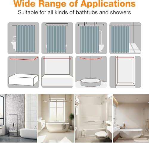 ALANX Shower Curtain for Bathroom Gradient Stripe Shower Curtain Liner Spa Hotel Shower Showroom bathtubs 71x71 Inch Inner Curtain with Hooks Water Repellent (Grey, 71x71Inch/180x180cm)