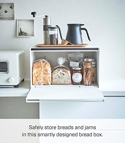 Yamazaki Home Bread Box - Steel Kitchen Counter Storage Food Container Holder, Steel, Handles, No Assembly Req.